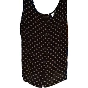 Totonko Women’s M Black & White Polka Dot Button Front Scoop Neck Tank Top